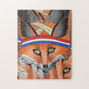 Hipster Red Fox Collage Animal Patriotic Headband