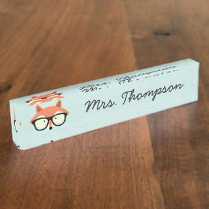 Hipster Red Fox Namensplakette