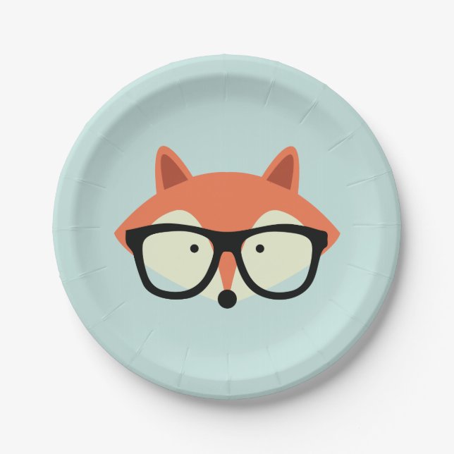Hipster Red Fox Pappteller (Vorderseite)