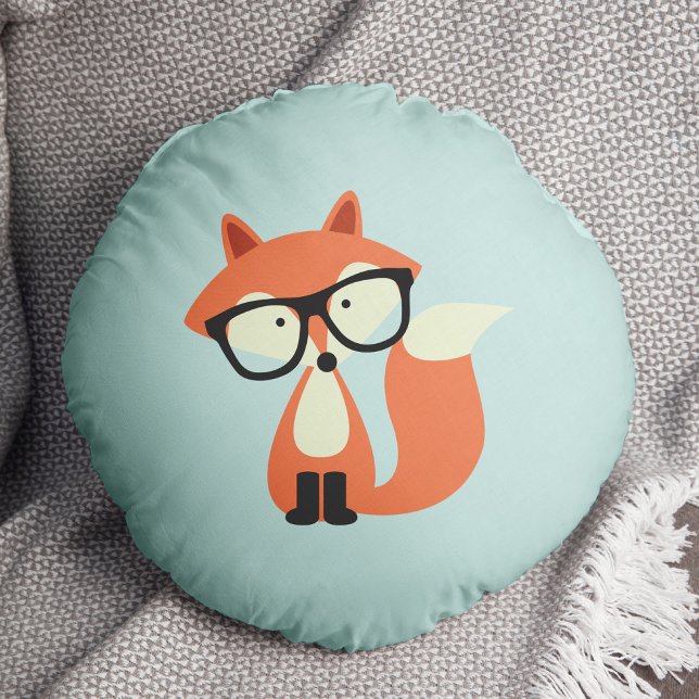 Hipster Red Fox Rundes Kissen (Von Creator hochgeladen)
