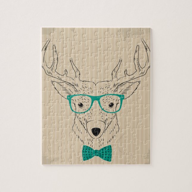 Hipster Reindeer Elk mit Gläsern grungelig Weihnac (Vertikal)