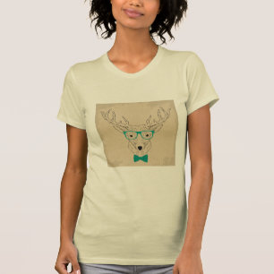 Hipster Reindeer Elk mit Gläsern grungelig Weihnac T-Shirt