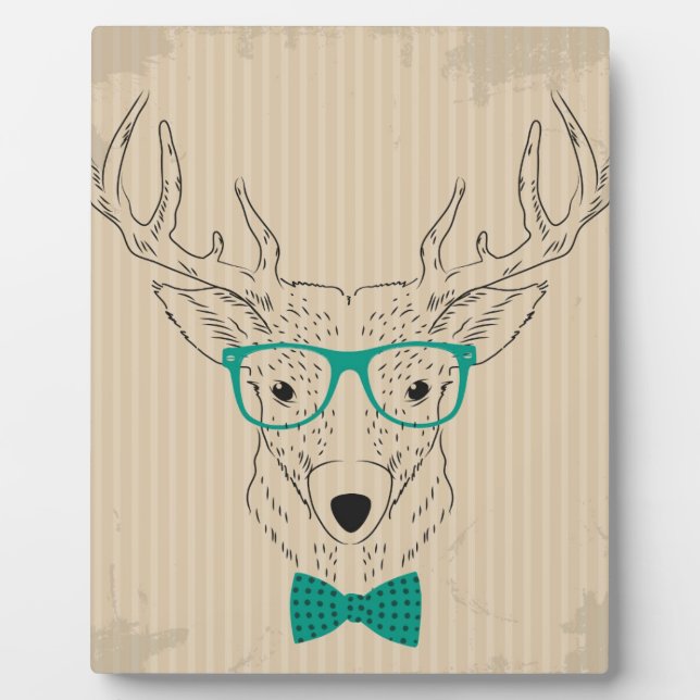 Hipster Reindeer Elk with glasses grungy Christmas Fotoplatte (Vorderseite)