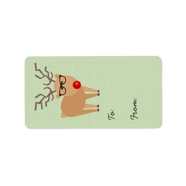 Hipster Reindeer Weihnachtsgeschenk-Tag Adressaufkleber (Vorne)