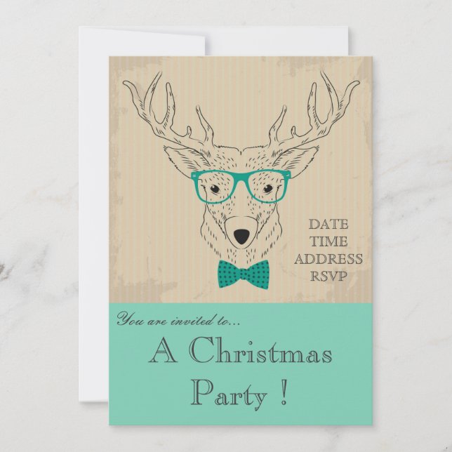 Hipster Rentiere Weihnachtsfeiertage Party Einladu Einladung (Vorderseite)