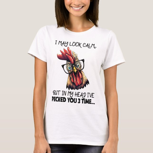 Hipster Rooster Funny Sprichwort T-Shirt (Vorderseite)