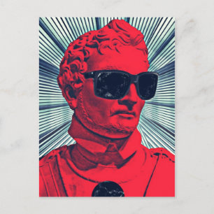 Hipster rote Statue Postkarte