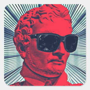 Hipster rote Statue Quadratischer Aufkleber