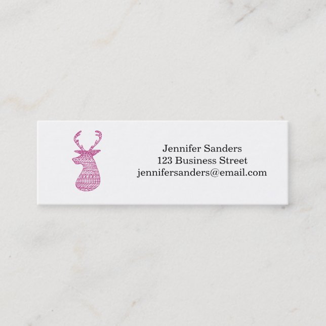 HIPSTER-ROTWILD-STAMMES- DRUCK - ROSA MINI VISITENKARTE (Vorderseite)
