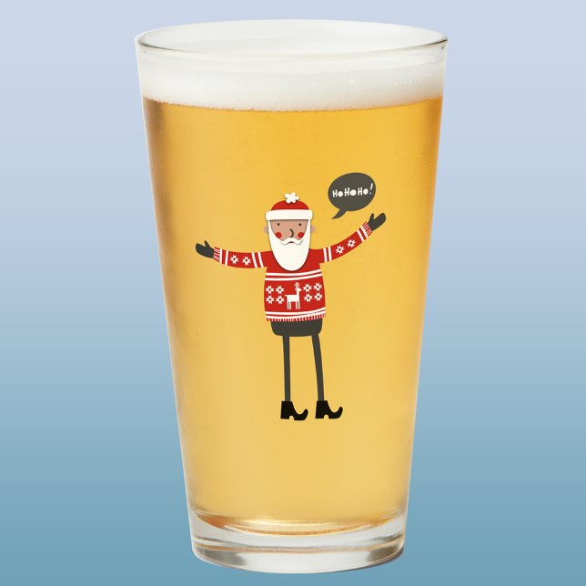 Hipster Santa Glas (Hipster Santa Claus in skinny jeans fun Christmass glass tumbler)