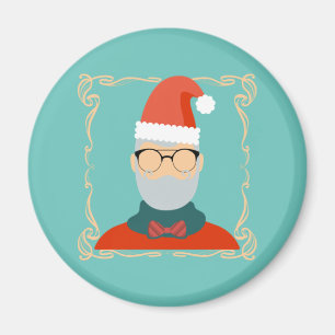 Hipster Santa Magnet