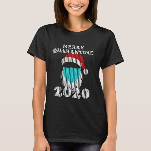 Hipster Santa mit Gesichtsmaske 2020 Gutes, fröhli T-Shirt (Vorderseite)