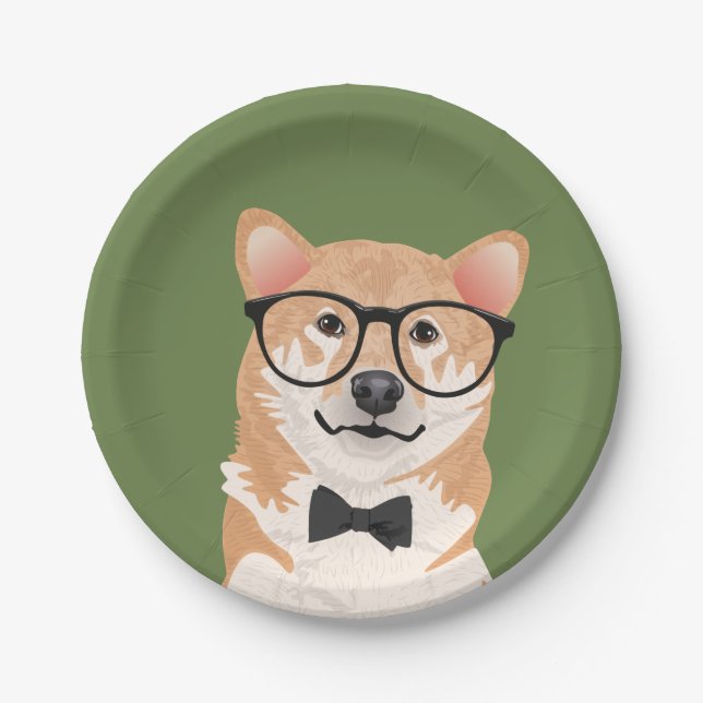 Hipster Shiba Inu Papierplatten-Party Pappteller (Vorderseite)