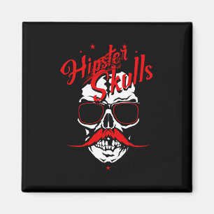 Hipster Skull Logo Skull Mustache Mustached Sungle Magnet