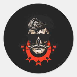 Hipster Skull Mustache Circle Logo Skull Sungles S Runder Aufkleber