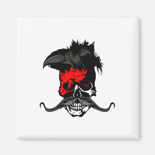 Hipster Skull Punk Mustache Skull Mustached Lightn Magnet