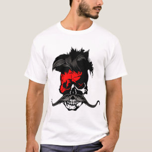 Hipster Skull Punk Schnurrbart Mo T-Shirt