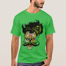Hipster Skulls Totenkopf von Mexikaner Schnurrbart T-Shirt