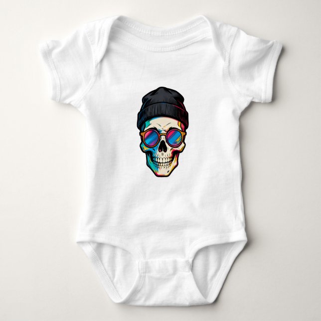 Hipster Skully Baby Strampler (Vorderseite)