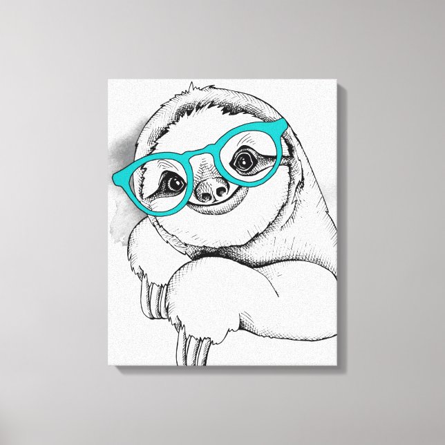 Hipster Sloth Leinwanddruck (Vorderseite)