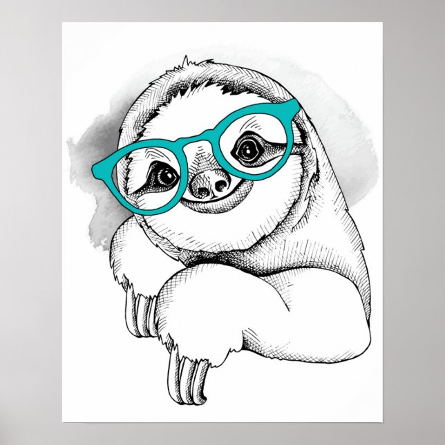 Hipster Sloth Poster (Vorne)