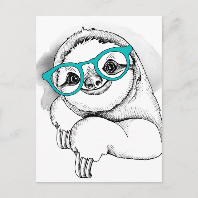 Hipster Sloth Postkarte (Vorderseite)