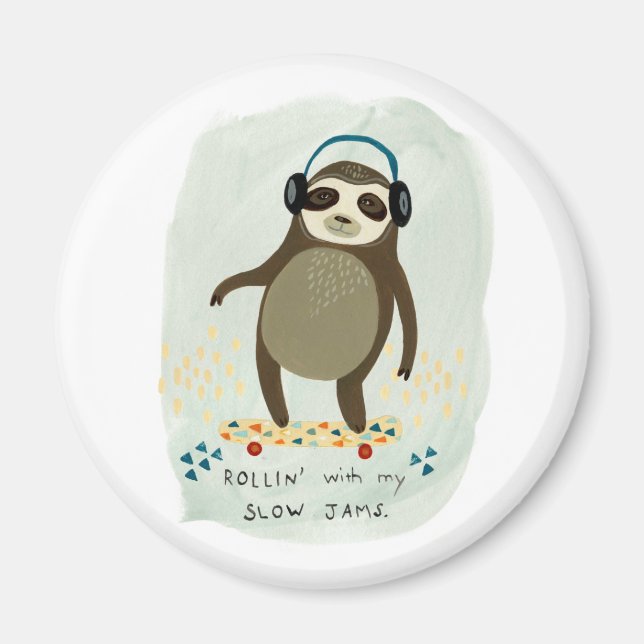 Hipster Sloth | Rollin' mit meinen langsamen Marme Magnet (Vorne)