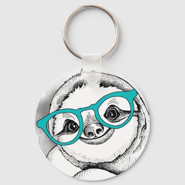 Hipster Sloth Schlüsselanhänger (Vorderseite)