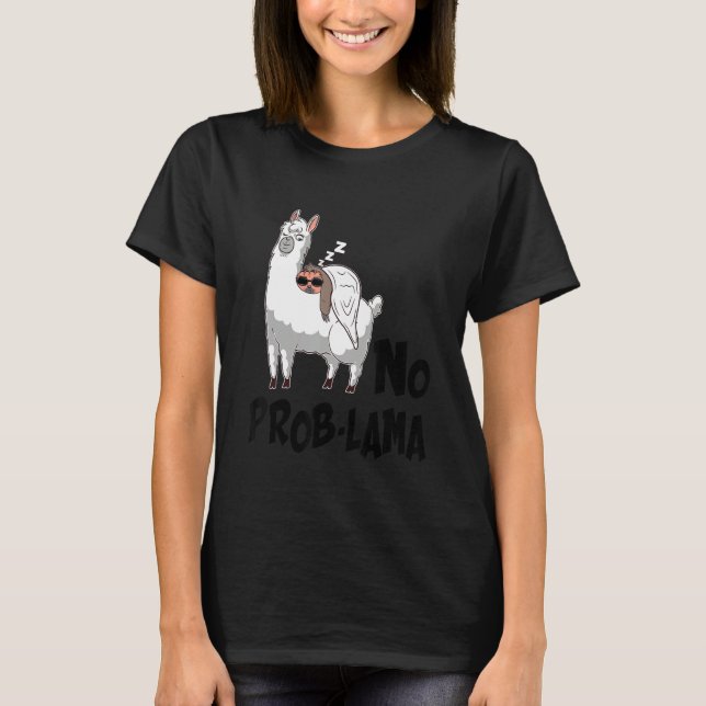 Hipster sloth sleeping on alpaca lama with sunglas T-Shirt (Vorderseite)