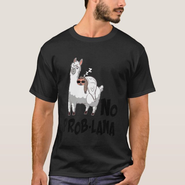 Hipster sloth sleeping on alpaca lama with sunglas T-Shirt (Vorderseite)