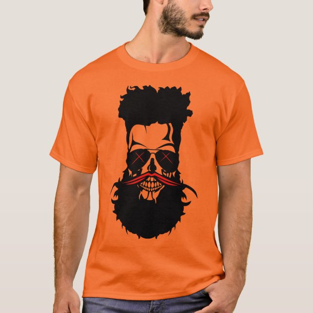 Hipster-Sterbekopf mit Bart-Bart-Schnurrbart-Frisu T-Shirt (Vorderseite)