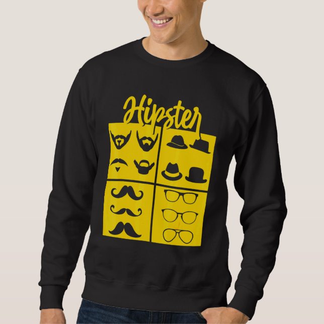 Hipster Symbole Pipe Smoker Mustache Brille Bow T Sweatshirt (Vorderseite)