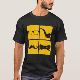 Hipster Symbole Schnurrbart Pfeifenraucher Brille T-Shirt