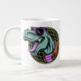 Hipster T-Rex benutzerdefinierte Monogramm-Jumbo-T Jumbo-Tasse