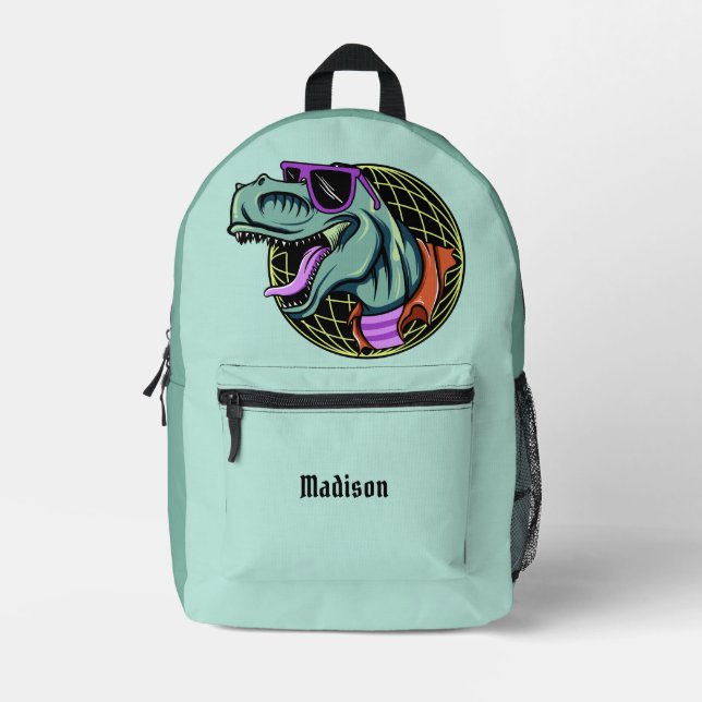 Hipster T-Rex individuelle Name & Farbe Bedruckter Rucksack (Vorderseite)
