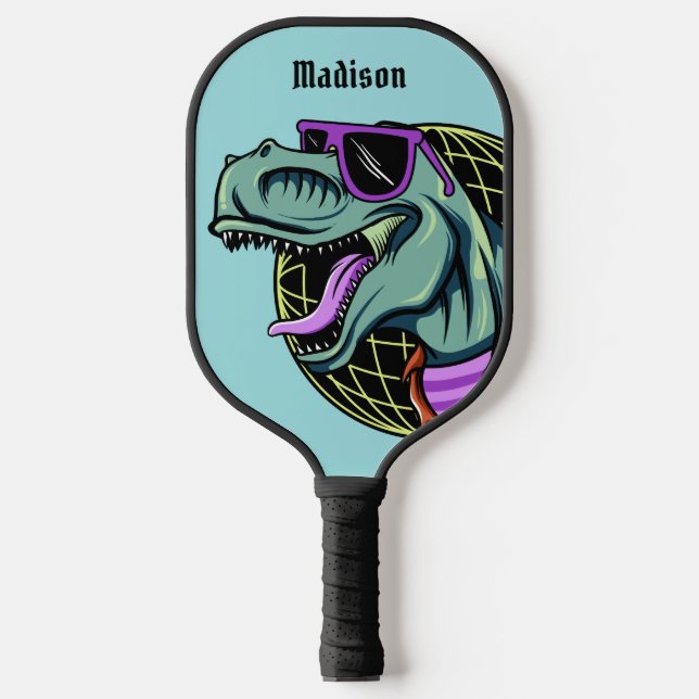 Hipster T-Rex individuelle Name & Farbe Pickleball Schläger (Vorderseite)
