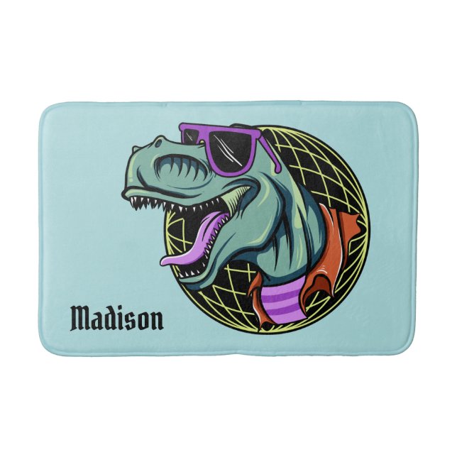 Hipster T-Rex individuelle Name- und Farbbadematte Badematte (Vorderseite)