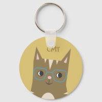 Hipster Tabby Cat mit Brille | Monogramm