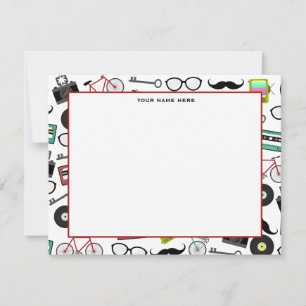 Hipster Themed Flat Notecards Mitteilungskarte