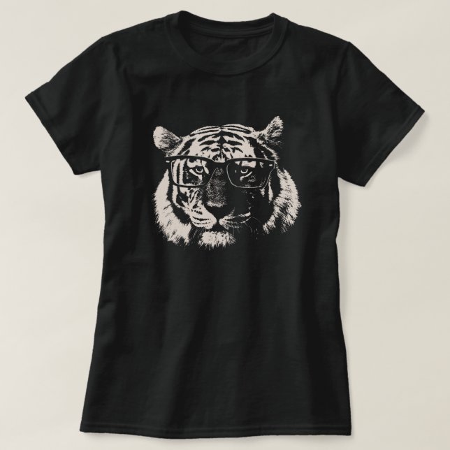 Hipster-Tiger mit Gläsern T-Shirt (Design vorne)