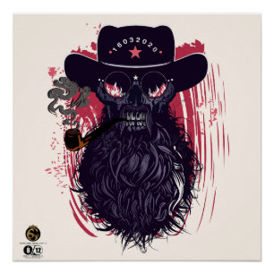 Hipster-Totenkopf Skulls-Cowboy Poster