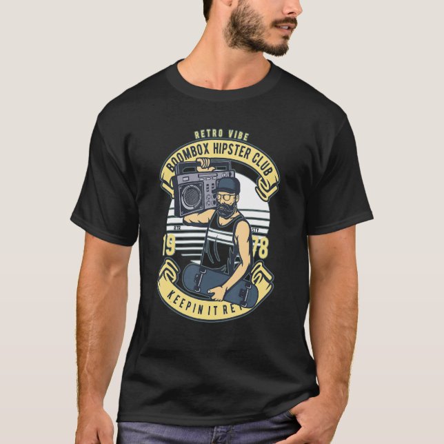 Hipster Vater Retro 80er Boom Box Ghetto Blaster V T-Shirt (Vorderseite)