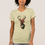 Hipster Vintager Hirschkopf Silhouette T-Shirt<br><div class="desc">Knall auf Trend Hipster Stil Hirsche Kopf Silhouette in einem blumengeschmückten Vintagen Muster.</div>