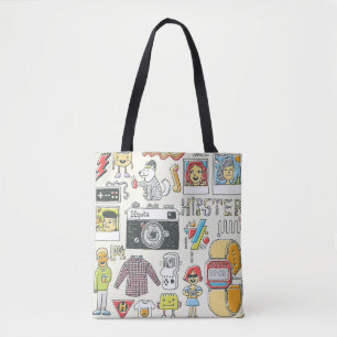 Hipster-Wange: handgezeichnet Doodle-Set Tasche
