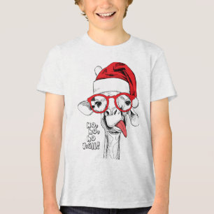 Hipster Weihnachts-Giraffe   Urlaub Tri-Blend Shirt