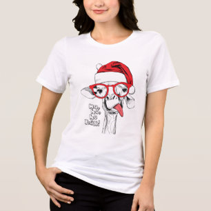 Hipster Weihnachts-Giraffe   Urlaub Tri-Blend Shirt