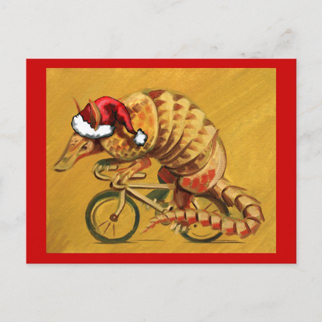 Hipster X-mas Armadillo Feiertagspostkarte (Vorderseite)