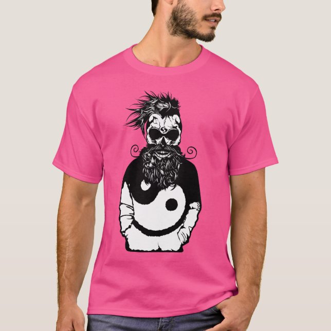 Hipster Yin Yang Skull Schnurrbart Vest T-Shirt (Vorderseite)