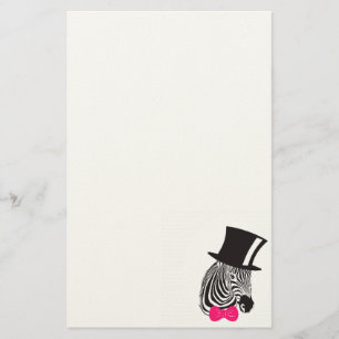 Hipster Zebra mit Top-Hut und Bow-Krawatte Briefpapier