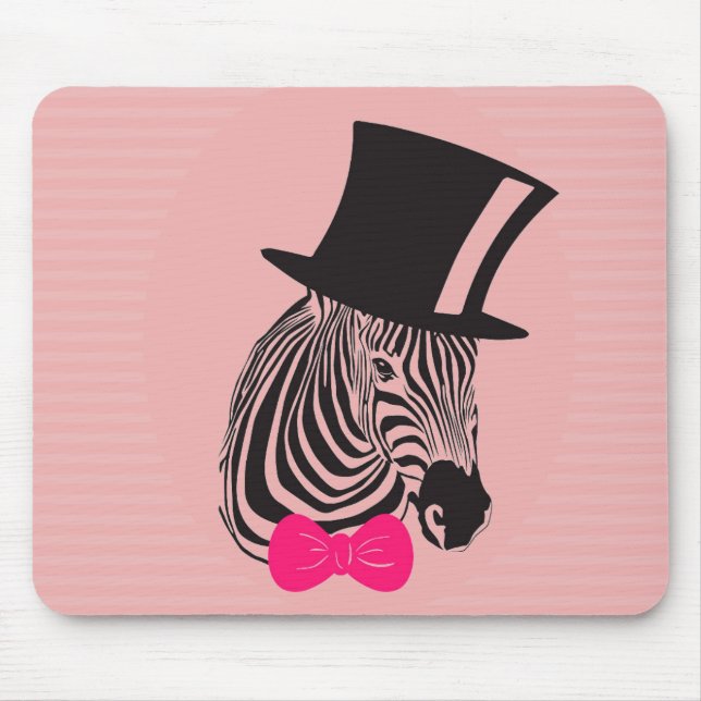 Hipster Zebra mit Top-Hut und Bow-Krawatte Mousepad (Vorne)